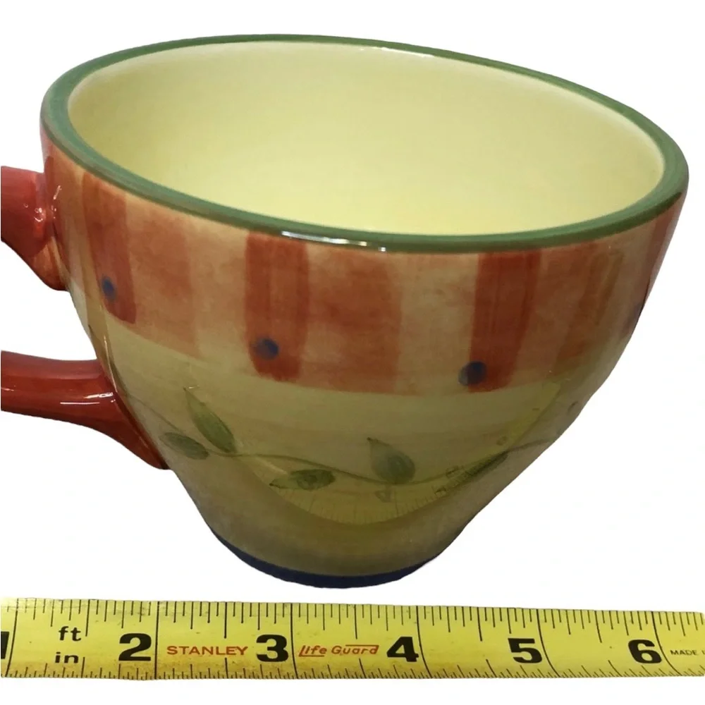 Pfaltzgraff Napoli Pattern Mugs Coffee Cups Yellow & Orange Stoneware